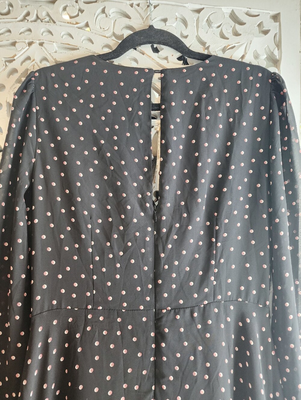 LUCY PARIS POLKA DOT MIDI LONG SHEER SLEEVE SIZE MEDIUM. - Picture 3 of 15